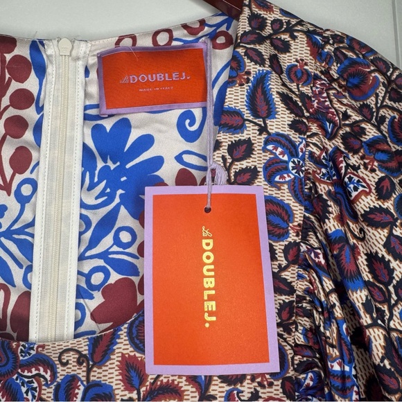 La Double J Dolly Floral Ortica Blue Print Puff Sleeve A Line Dress - Picture 14 of 15